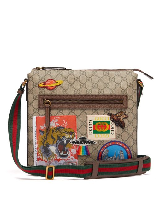 Gucci Gg Supreme Ufo Logo Patch Messenger Bag in Brown for Men | Lyst