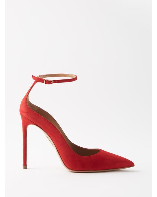 Aquazzura Love Affair 105 Suede Pumps in Red | Lyst