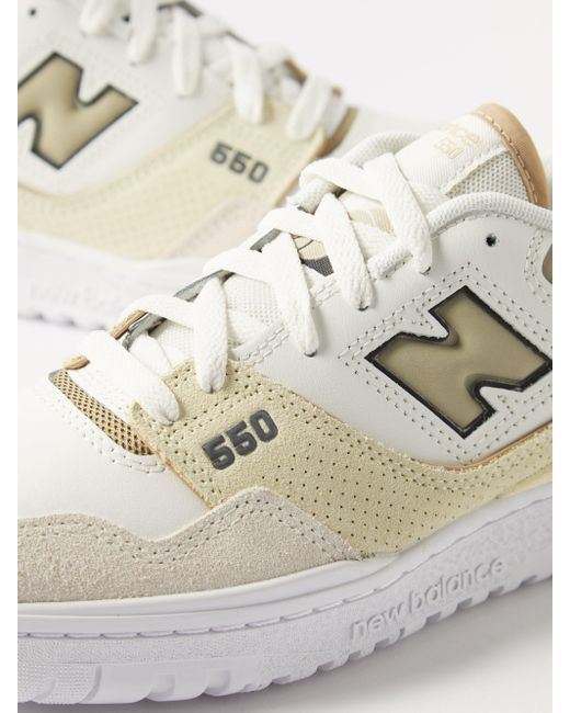 New Balance 550 Suede, Leather And Mesh Trainers in White Lyst