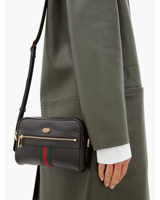 Gucci Ophidia Mini Leather Cross-body Bag in Black - Lyst