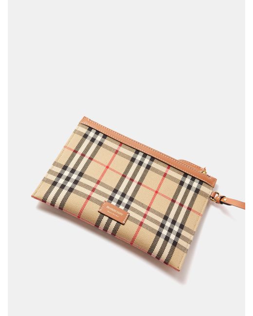 BURBERRY: bag in cotton with jacquard Vintage Check - Beige