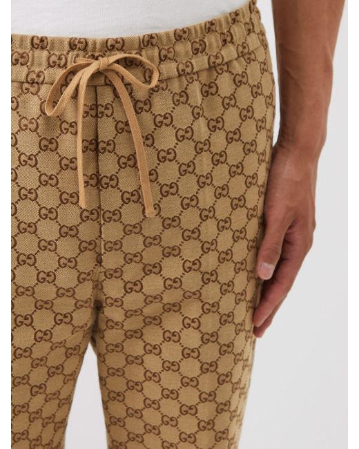 Gucci GG-jacquard Cotton-blend Canvas Trousers in Natural for Men ...