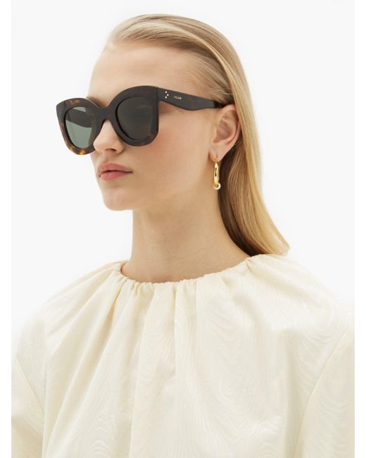 Celine Oversized Round Tortoise-acetate Sunglasses in Brown | Lyst