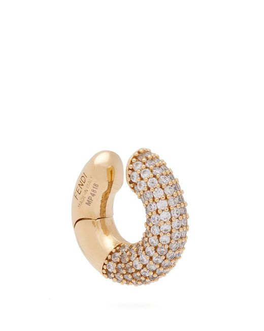Fendi Crystal Embellished Ear Cuff in Metallic Lyst