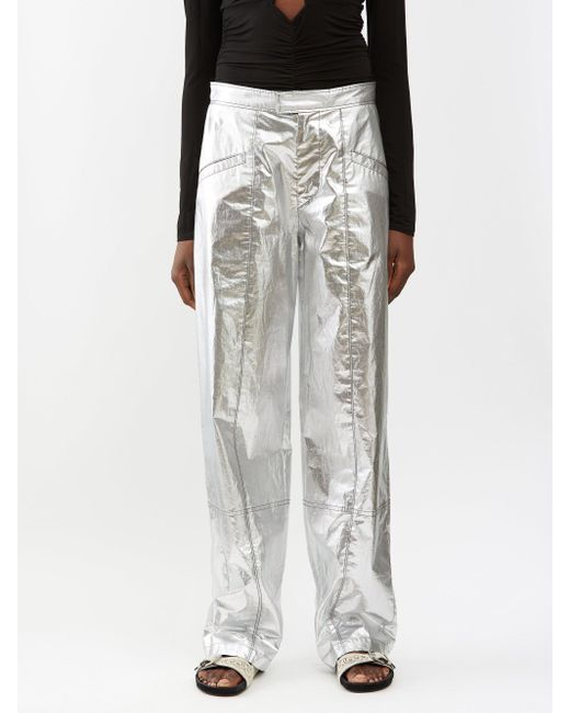 Isabel Marant Anea Metallic Cotton-blend Canvas Trousers in Black | Lyst  Canada