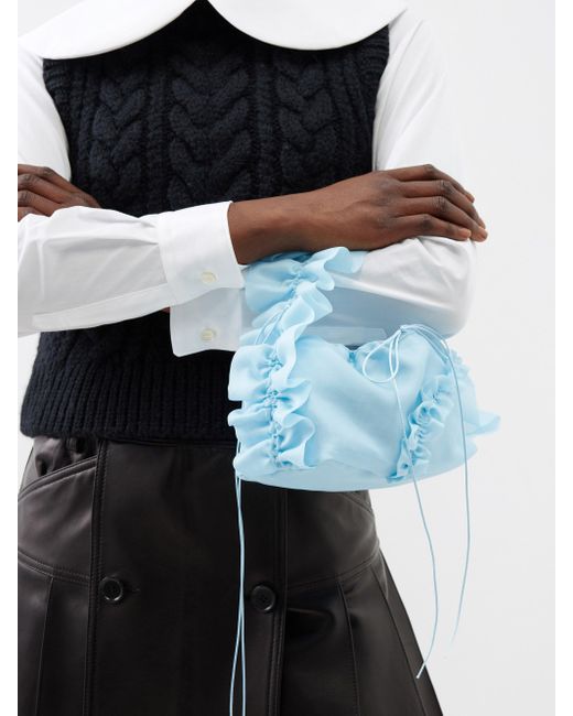 Cecilie Bahnsen Umi Ruffled-trim Silk-organza Handbag in Blue | Lyst