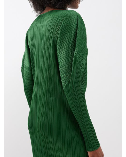 Pleats Please Issey Miyake Green Technical-pleated Midi Dress
