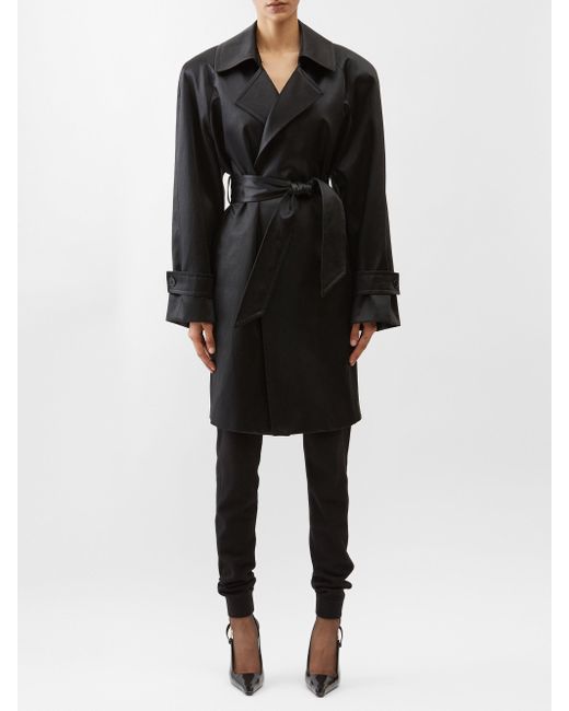 SAINT LAURENT Belted double-breasted cotton-twill trench coat