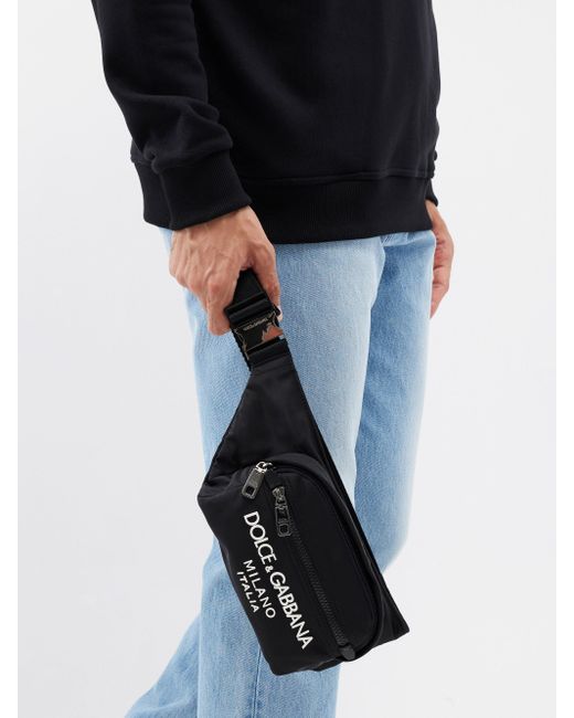 Dolce & Gabbana Logo-embossed Nylon Belt Bag in Black for Men | Lyst