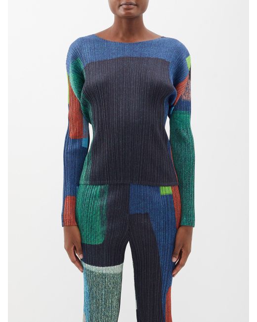 Pleats Please Issey Miyake Colour-block Printed Technical-pleated