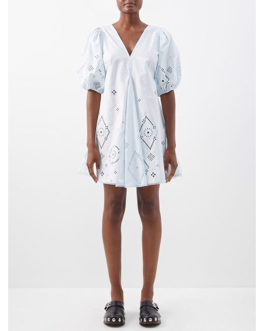 ganni broderie dress