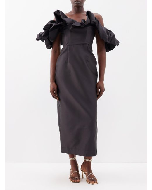 ALÉMAIS Suzi Off-the-shoulder Taffeta Dress in Black | Lyst