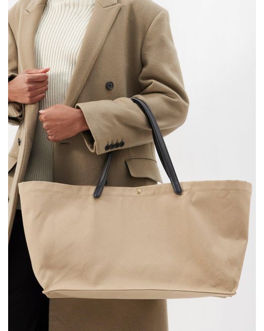 The Row Idaho Xl Cottontwill Tote Bag in Natural Lyst
