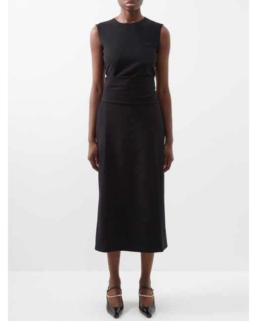 Totême Wool Waistband Recycled Fibre-blend Crepe Dress in Black | Lyst ...