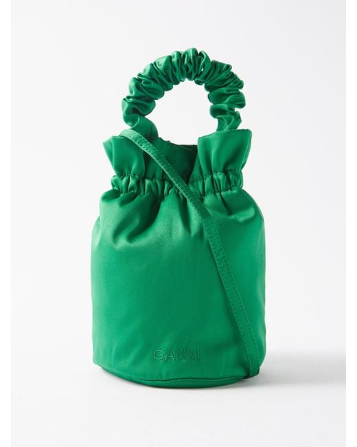 Ganni Ruched Satin Bag in Green Lyst UK