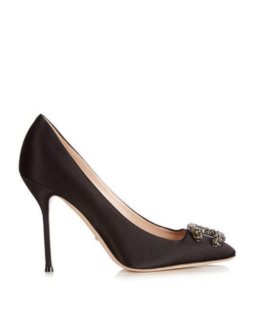 Gucci Dionysus Satin Pumps in Black | Lyst