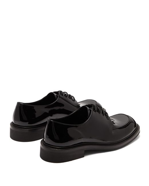 Prada Square-toe Patent-leather Derby Shoes in Black for Men | Lyst