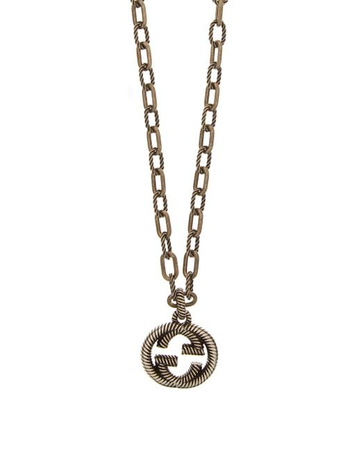 Gucci Interlocking Gg Pendant Necklace in Silver (Metallic) for Men - Lyst