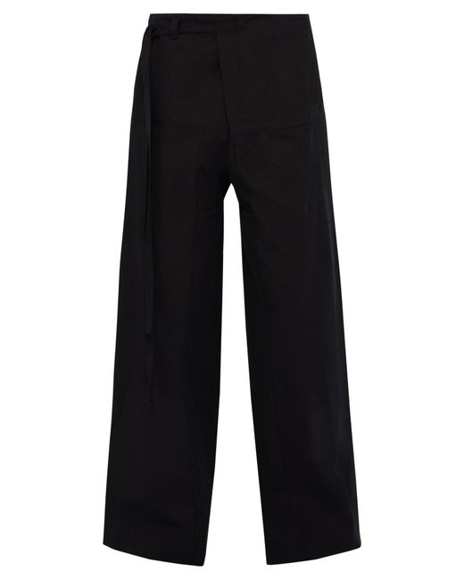 Acne Studios Wide Leg Cotton Twill Trousers in Black for Men | Lyst