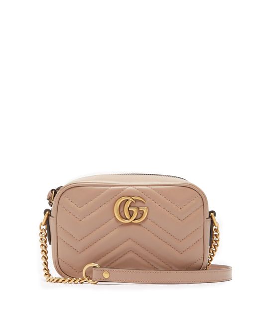 Lyst - Gucci Gg Marmont Mini Quilted Leather Cross Body Bag in Natural