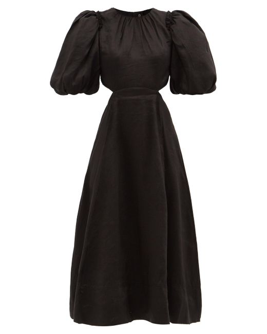 Aje. Relic Beaded Cutout Linen-blend Midi Dress in Black - Lyst