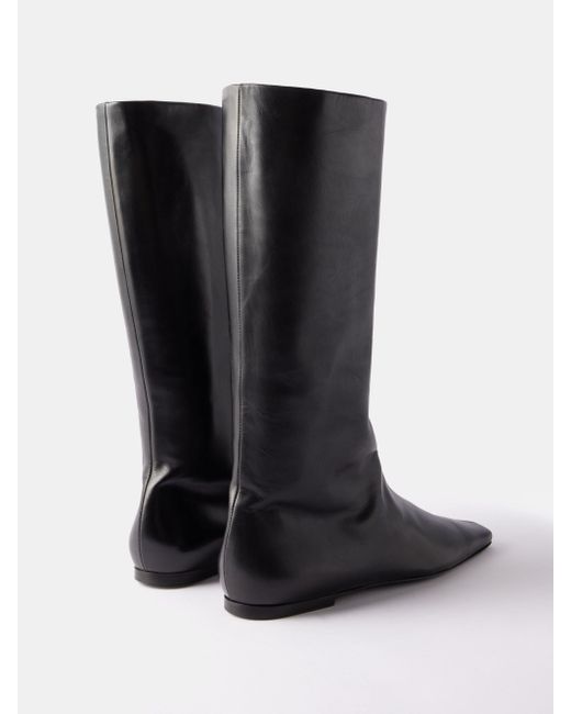 The Row Bette Leather Knee-high Boots in Black | Lyst UK