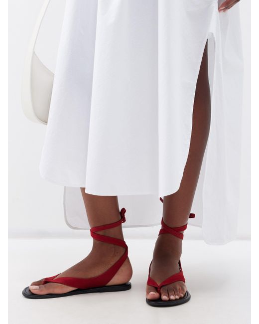 The Row Beach Leather Sandals in Red Lyst