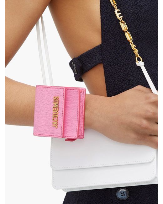 Jacquemus Grained-leather Coin-purse Bracelet in Pink | Lyst