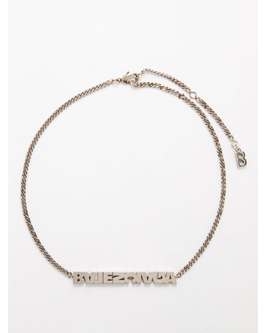Balenciaga Typo Logo Necklace in Metallic Lyst