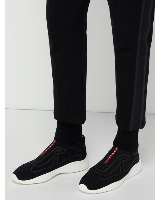 Prada America s Cup Slip On Sneakers in Black for Men Lyst