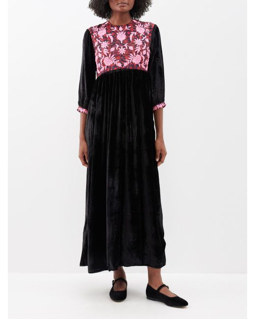 Robe longue en velours à plastron brodé Touba Muzungu Sisters en coloris  Noir | Lyst