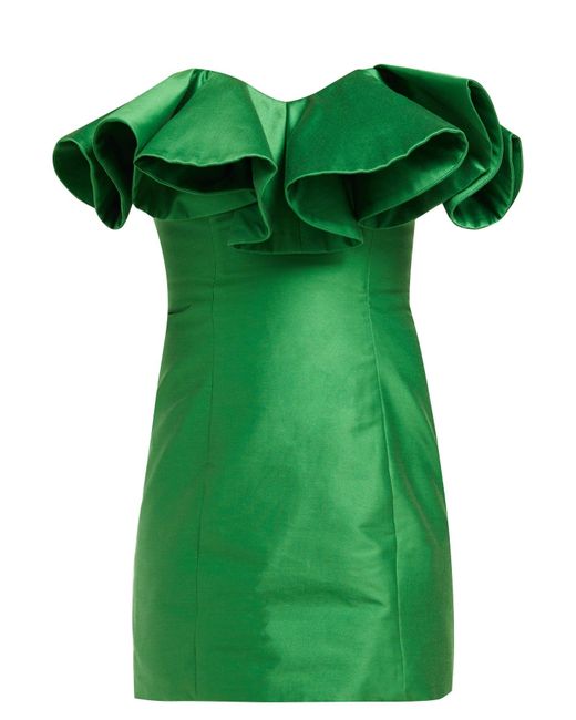 The Attico Cotton Bustier Structure Mini Dress in Green | Lyst