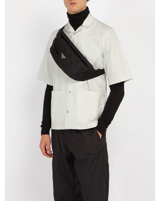 Prada New Vela Nylon Belt Bag in Black for Men | Lyst
