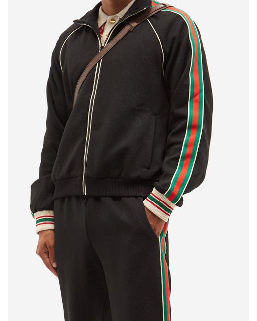 Gucci Web-stripe Gg-jacquard Zipped Jersey Track Jacket in Black for Men |  Lyst