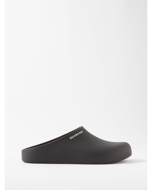Balenciaga Logoprint Rubber Clogs in Black White (Black) for Men