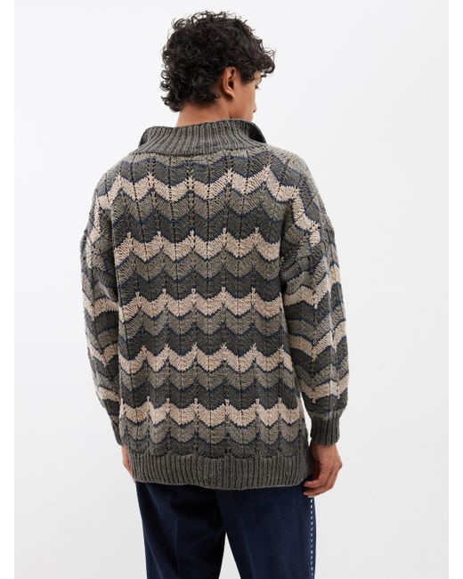 Karu Research Chevronknitted Cotton Sweater in Gray for Men Lyst