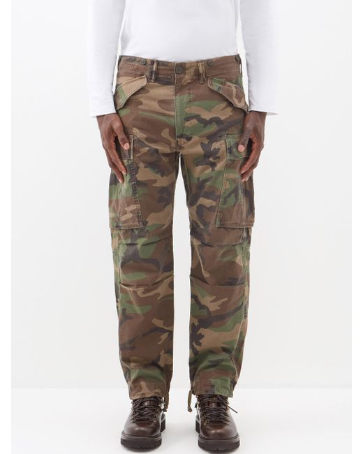 RRL Regiment Camouflage-print Cotton Cargo Trousers in Natural for Men ...