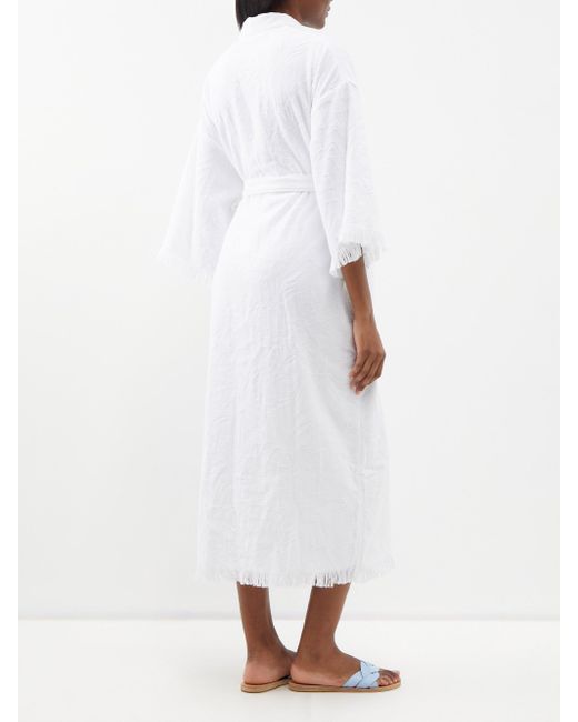 Eres Fraîcheur Fringed Cotton-terry Robe in White | Lyst Canada