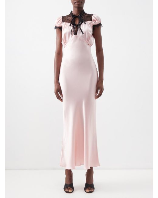 Rodarte Lace-trimmed Silk-satin Slip Dress in Pink | Lyst Canada