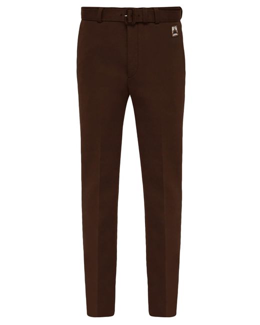 Prada Rubber Belted Straight-leg Technical-jersey Trousers in Dark 