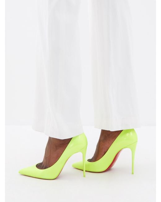 Christian Louboutin Kate 100 Patent Leather Pumps In Fluo Orange