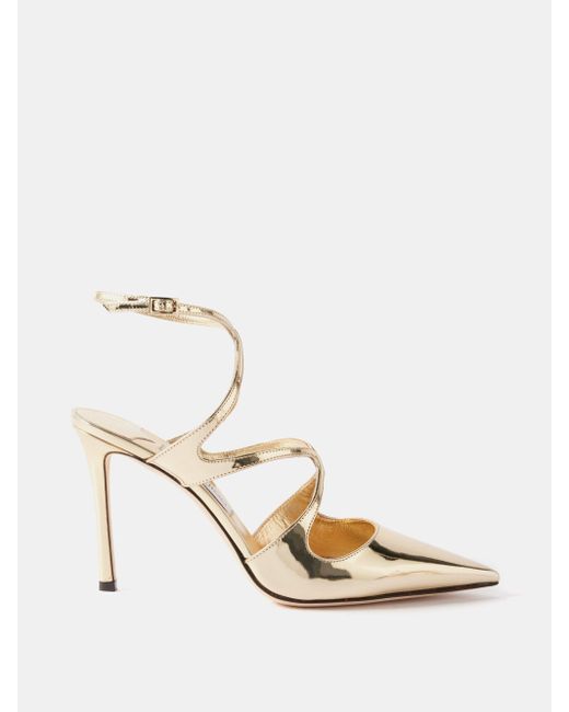 Jimmy Choo Natural Azia 95 Mirrored-leather Pumps