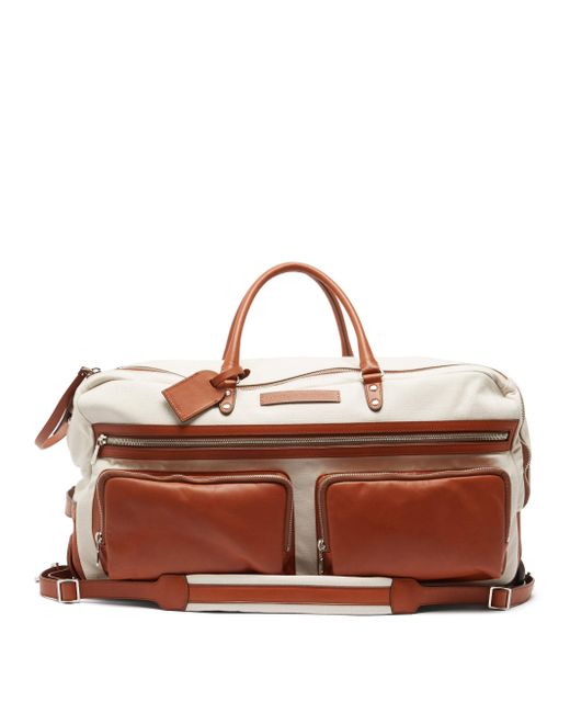 Brunello Cucinelli Multicolor Leather-trimmed Canvas Holdall for men