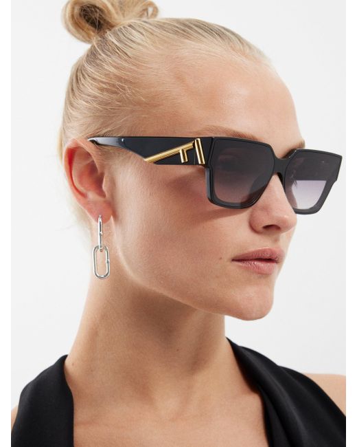 FENDI EYEWEAR O'Lock oversized square-frame gold-tone sunglasses