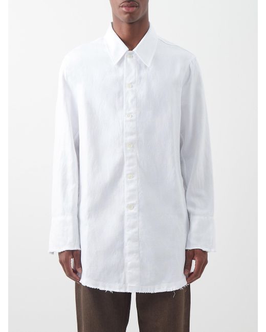Our Legacy Big Welding Frayed Cotton-blend Poplin Shirt in White for ...