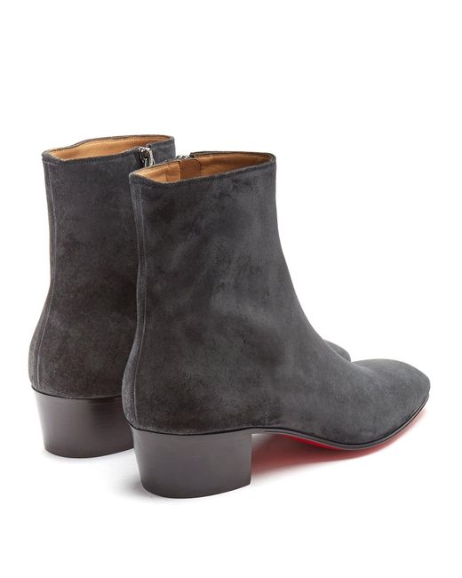 Christian Louboutin Huston Suede Boots in Black for Men Lyst