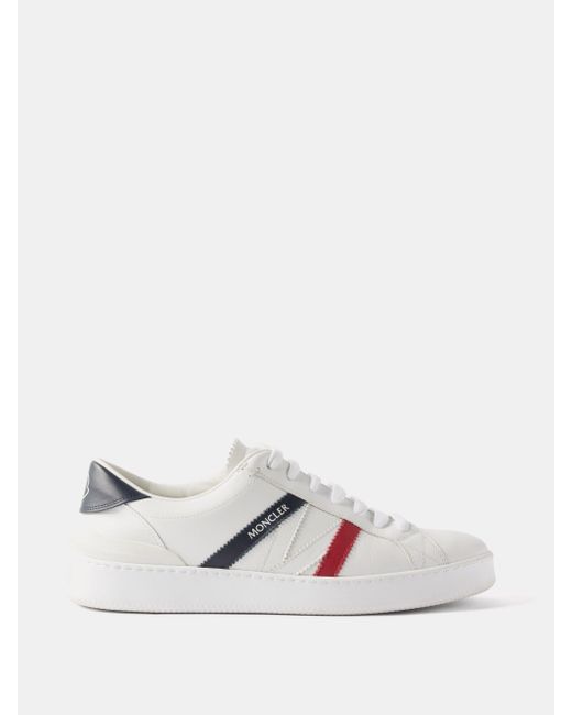 Moncler Monaco Faux-leather Trainers in White for Men | Lyst