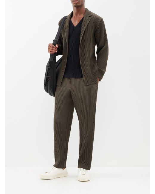 Homme Plissé Issey Miyake Gray Technical-pleated Blazer for men