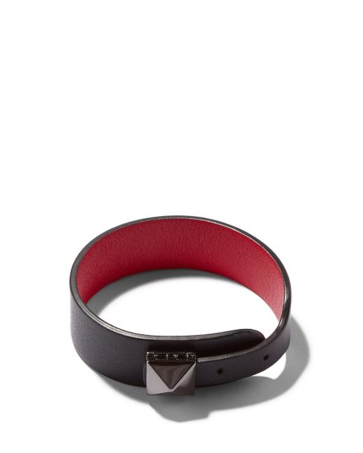 Valentino Garavani Rockstud Clasp Leather Bracelet in Black Red (Red) for