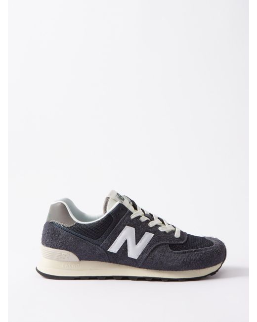 New Balance U574 Suede And Mesh Trainers in Navy (Blue) for Men Lyst